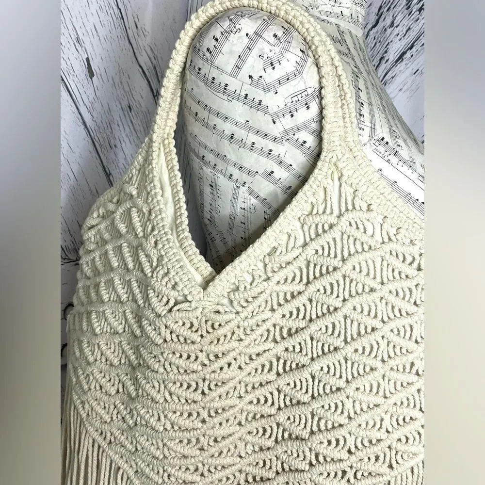 Area Stars Macrame Fringe Boho Handbag